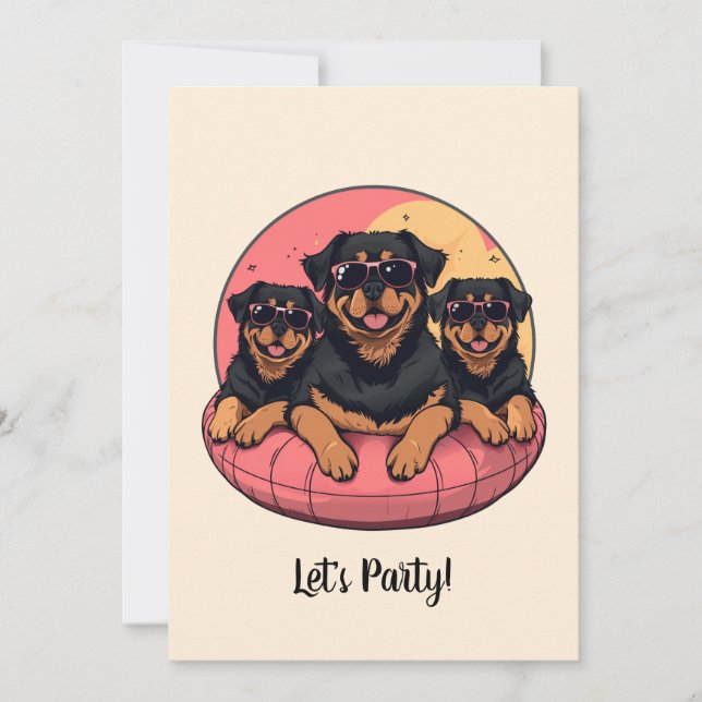 Rottweiler Dogs Summer Pool Floaties Invitation (Front)