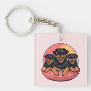 Rottweiler Dogs Summer Pool Floaties Key Ring