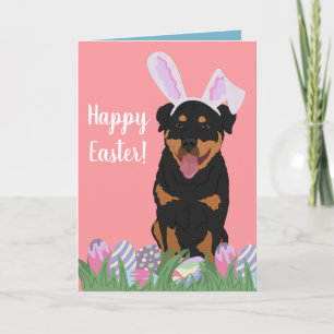 Rottweiler Easter Bunny Card