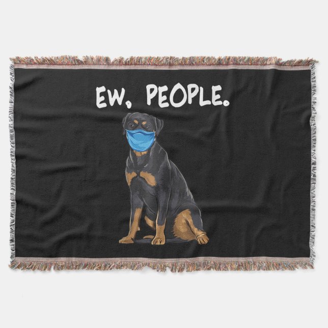 rottweiler ew people dog wearing face mask throw blanket (Front)