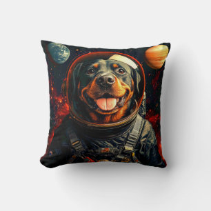 Rottweiler Explores Cushion