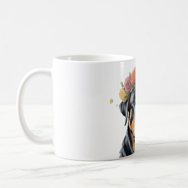 Rottweiler Flower Crown Coffee Mug (Left)