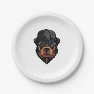 Rottweiler Gangster Paper Plate