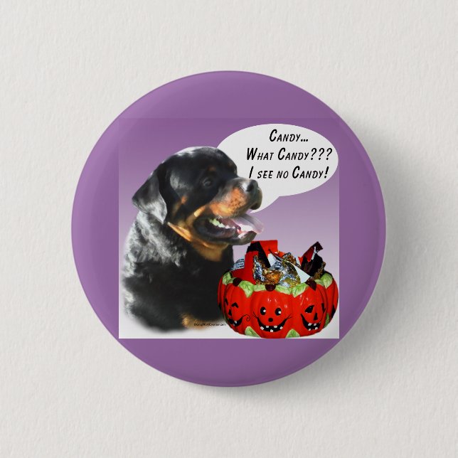 Rottweiler Halloween Candy 6 Cm Round Badge (Front)
