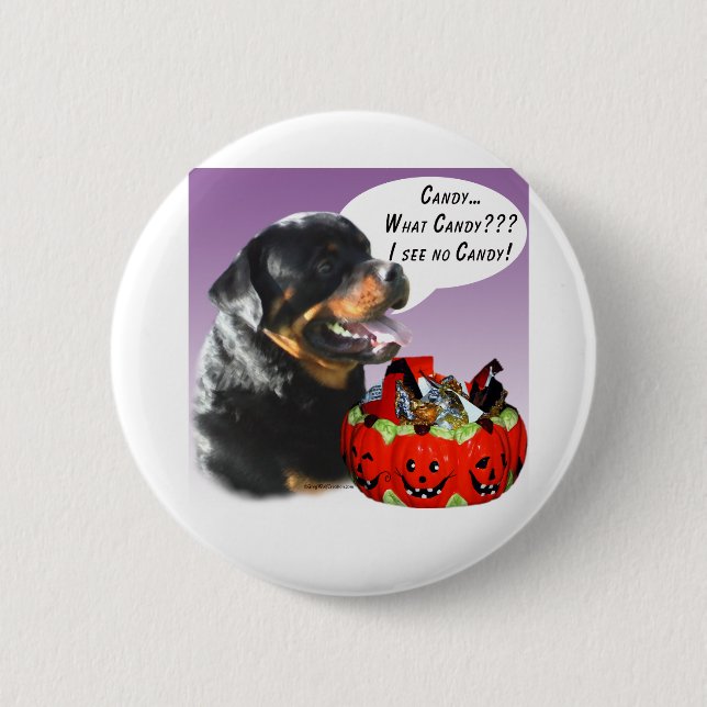 Rottweiler Halloween Candy 6 Cm Round Badge (Front)