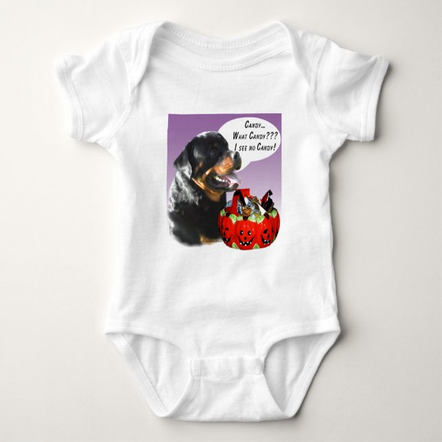 Rottweiler Halloween Candy Baby Bodysuit (Front)