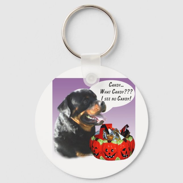 Rottweiler Halloween Candy Key Ring (Front)
