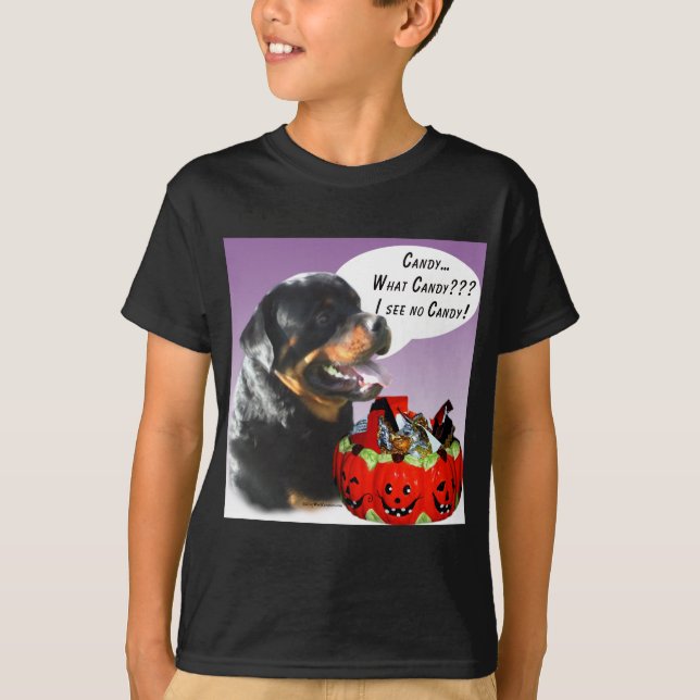 Rottweiler Halloween Candy T-Shirt (Front)
