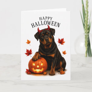 Rottweiler Halloween Devil Dog Card