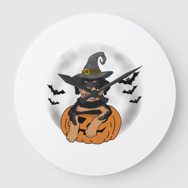 ROTTWEILER HALLOWEEN GIFTS LARGE CLOCK (Front)