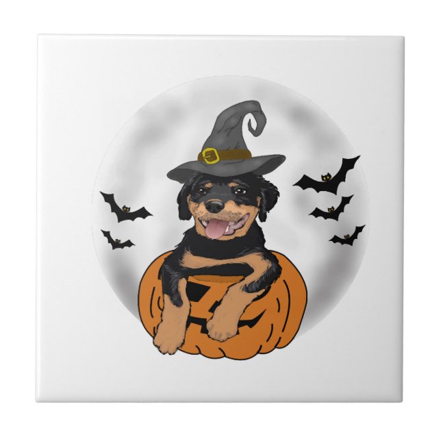 ROTTWEILER HALLOWEEN GIFTS TILE (Front)