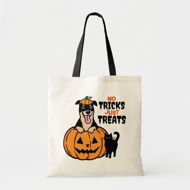 Rottweiler Halloween No Tricks Just Treats Tote Bag (Front)