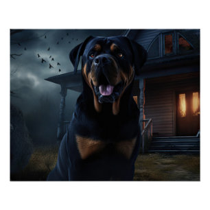 Rottweiler Halloween Scary Poster