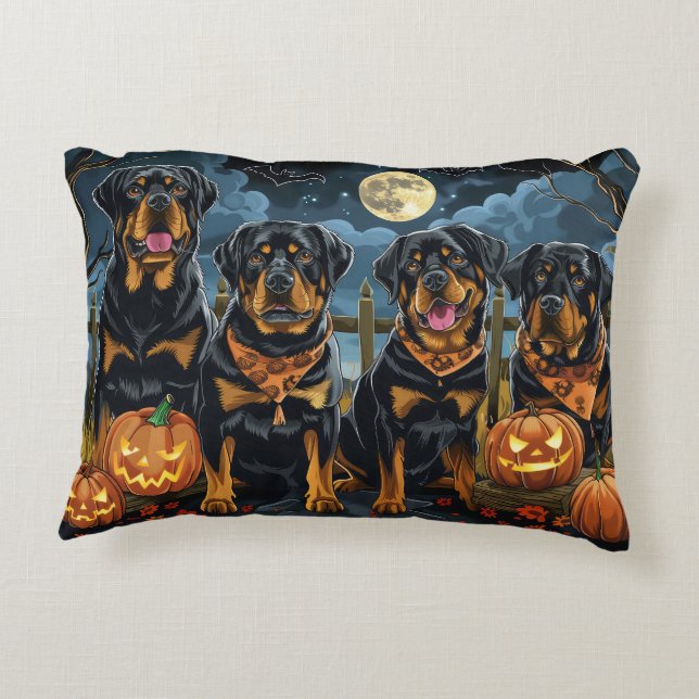 Rottweiler Halloween Spooky Decorative Cushion (Back)