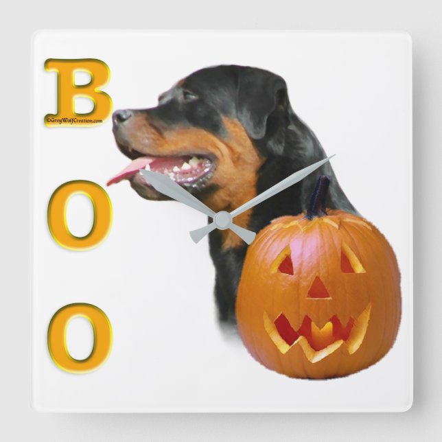 Rottweiler Halloween Square Wall Clock (Front)