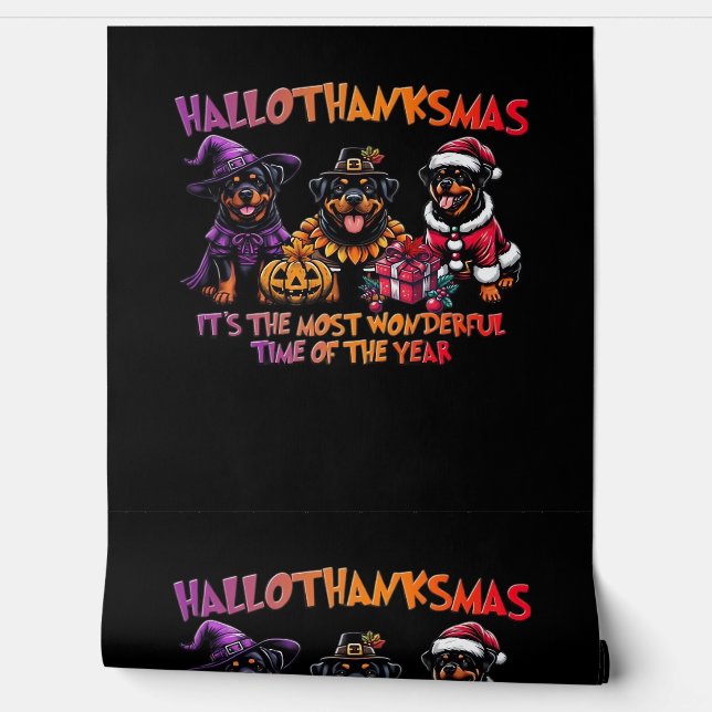 Rottweiler Halloween Thanksgiving Christmas Classi Wallpaper (Unrolling)