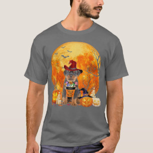 Rottweiler Halloween Witch Moon CandyTrick 1212 T-Shirt