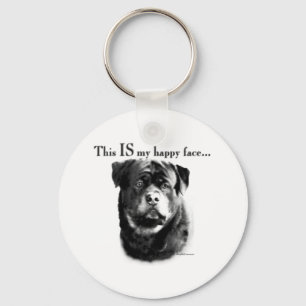 Rottweiler Happy Face Key Ring