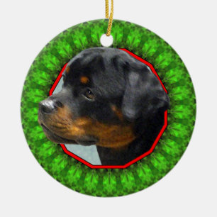 Rottweiler Happy Howliday Ceramic Tree Decoration