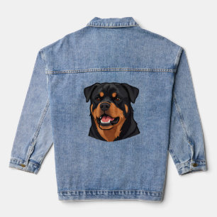Rottweiler Head Portrait Denim Jacket
