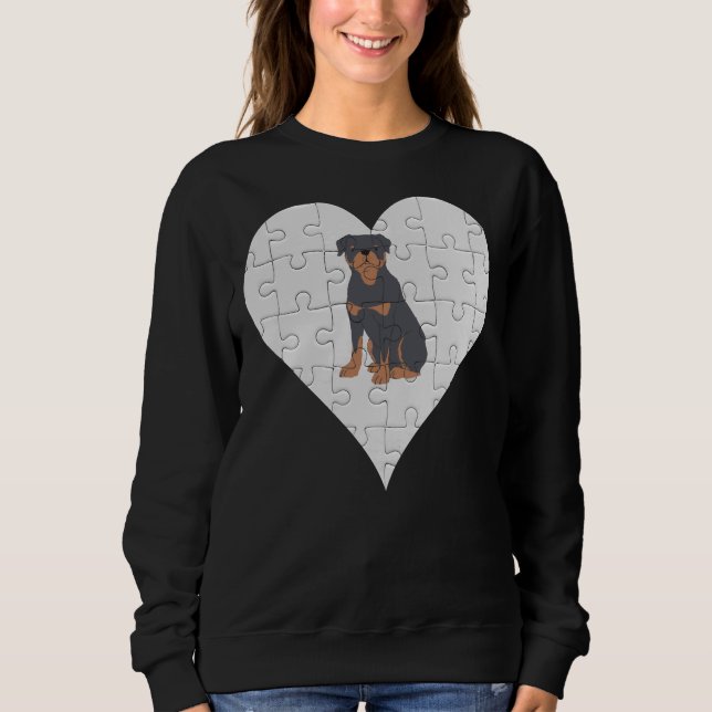 Rottweiler Heart Jigsaw Pieces  Rottweiler Sweatshirt (Front)
