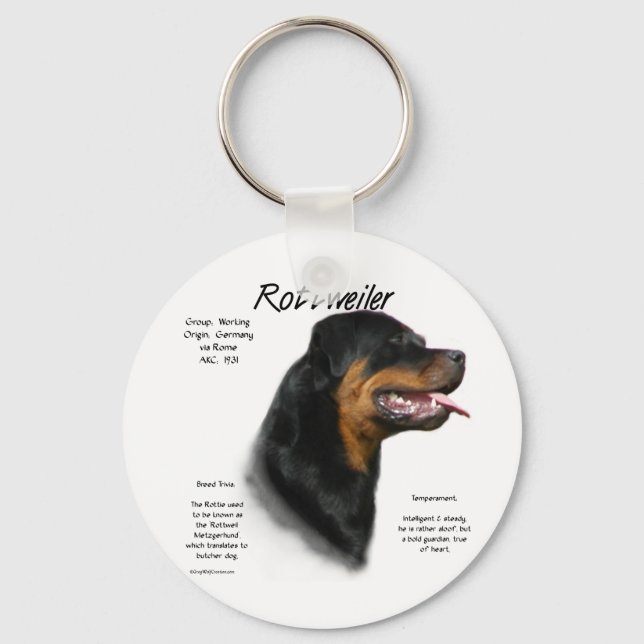 Rottweiler History Design Key Ring (Front)