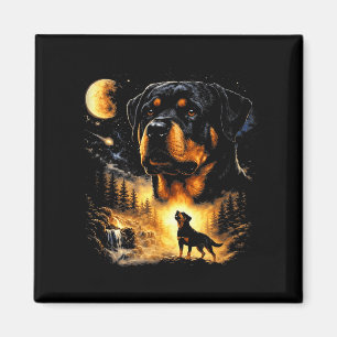 Rottweiler howling to the moon vintage 90s funny magnet