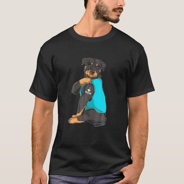 Rottweiler I Love Mum Tattoo Apparel Dog Mum Gifts T-Shirt (Front)