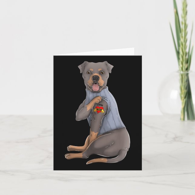 Rottweiler I Love Mum Tattoo Dog Funny Mothers Day Card (Front)