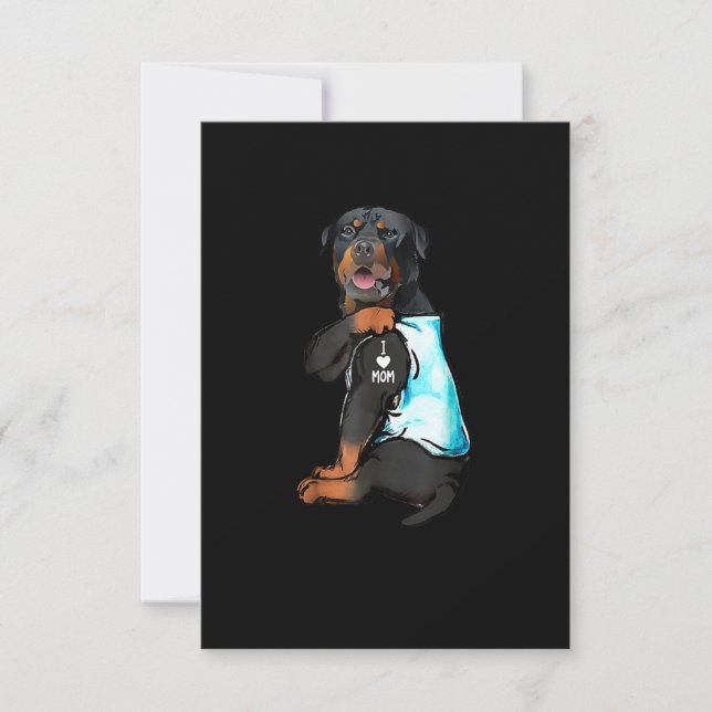 Rottweiler I Love Mum Tattoo RSVP Card (Front)
