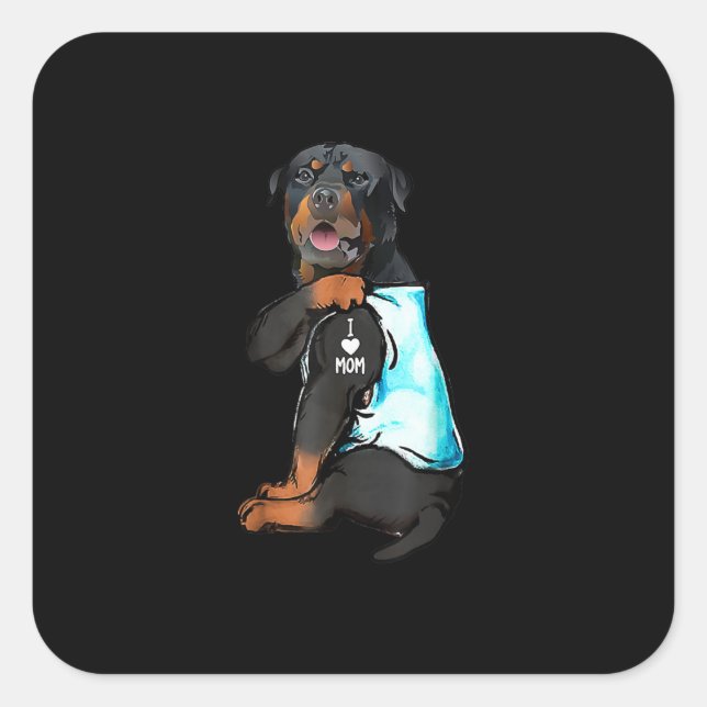 Rottweiler I Love Mum Tattoo Square Sticker (Front)