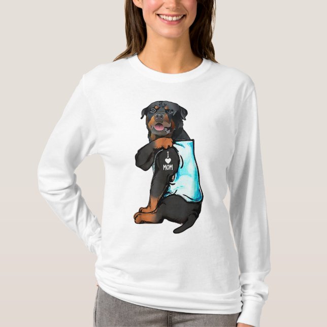 Rottweiler I Love Mum Tattoo T-Shirt (Front)