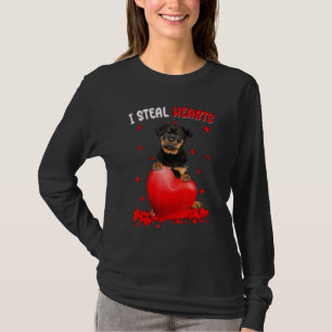 Rottweiler I Steal Hearts Cute Dog Hug Heart Valen T-Shirt