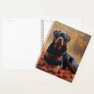 Rottweiler in Autumn Leaves Fall Inspire Planner