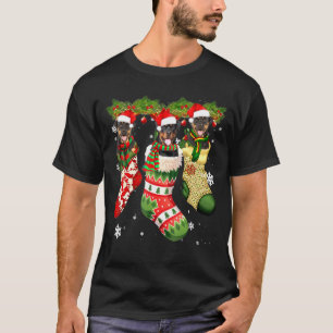 Rottweiler In Sock Christmas Santa Hat Xmas Dog Lo T-Shirt