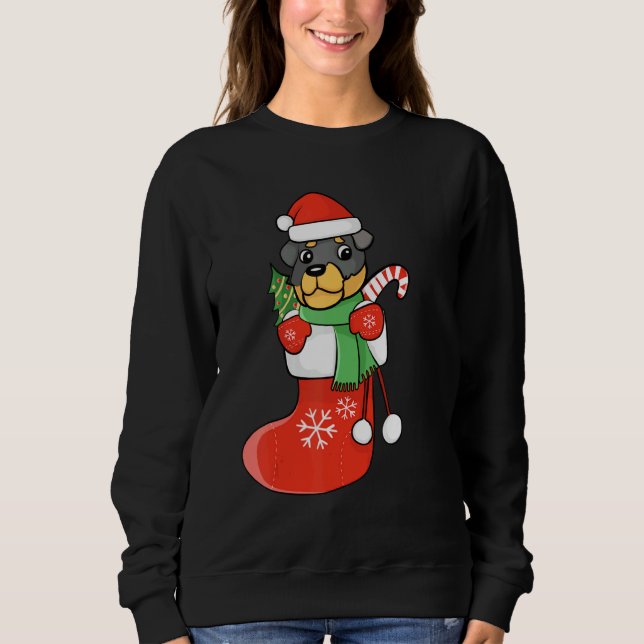 Rottweiler In Socks Christmas Dog  Xmas Sweatshirt (Front)