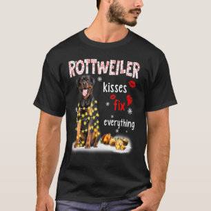 Rottweiler Kisses Fix Everything Christmas Light P T-Shirt