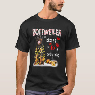 Rottweiler Kisses Fix Everything Christmas Light P T-Shirt