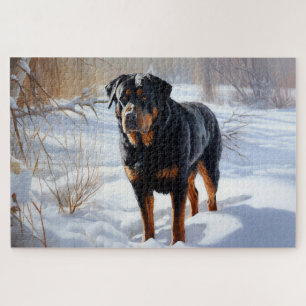 Rottweiler Let It Snow Christmas Jigsaw Puzzle