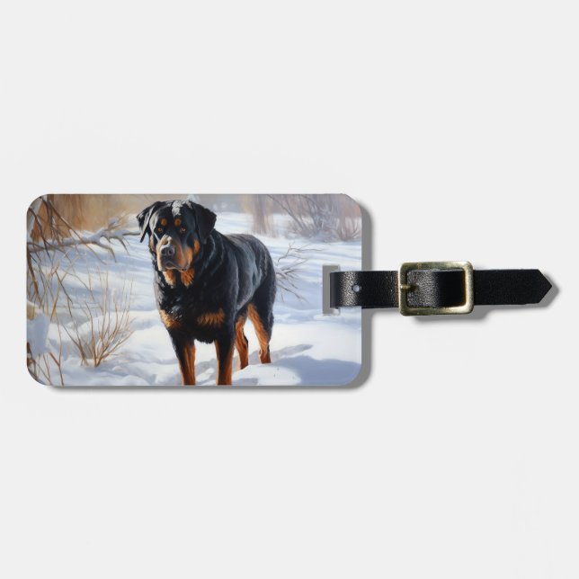 Rottweiler Let It Snow Christmas Luggage Tag (Front Horizontal)