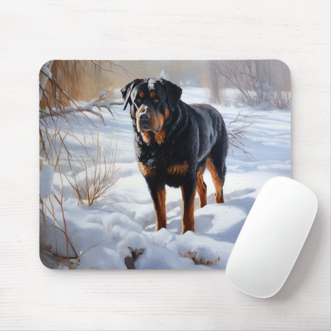 Rottweiler Let It Snow Christmas Mouse Pad (With Mouse)