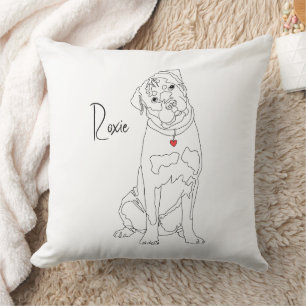 Rottweiler Line Art with Name Cushion