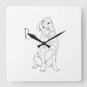 Rottweiler Line Art with Name Square Wall Clock