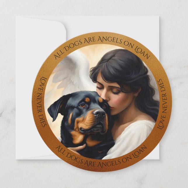 Rottweiler Love Never Dies Round Sympathy Card (Front)