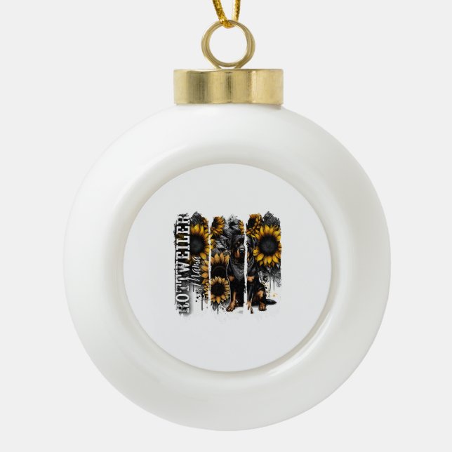 Rottweiler Mama Ceramic Ball Christmas Ornament (Front)