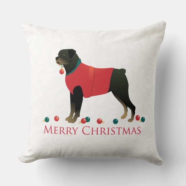 Rottweiler Merry Christmas Design Cushion (Front)