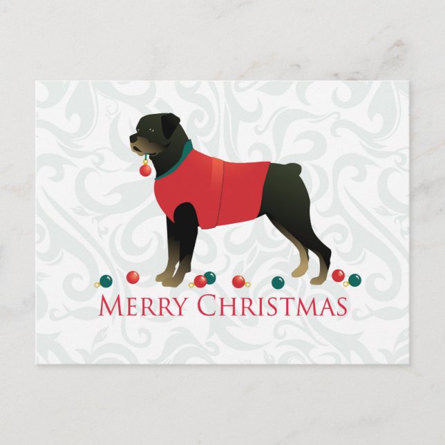Rottweiler Merry Christmas Design Holiday Postcard (Front)