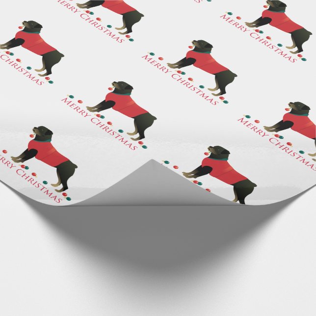 Rottweiler Merry Christmas Design Wrapping Paper (Corner)