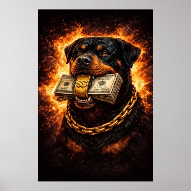 Rottweiler Money Heat | Street Luxury Dog Poster (Front)