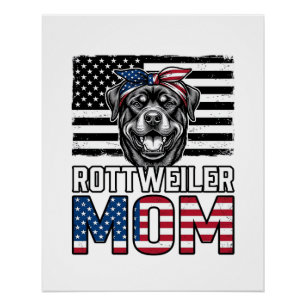 Rottweiler Mum Patriotic Vintage Dog Shirt Design_ Poster